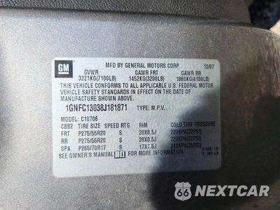 Zdjęcie 13 z 13 samochodu: 2008 CHEVROLET TAHOE C1500 VIN:1GNFC13038J181871 - miniatura
