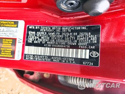 Zdjęcie 12 z 12 samochodu: 2017 TOYOTA CAMRY SE VIN:4T1BF1FK5HU664736 - miniatura