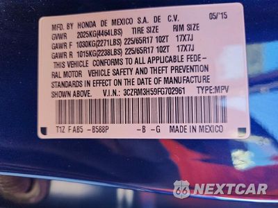 Zdjęcie 13 z 13 samochodu: 2015 HONDA CR-V EX VIN:3CZRM3H59FG702961 - miniatura