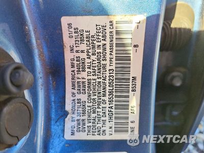 Zdjęcie 13 z 13 samochodu: 2006 HONDA CIVIC LX VIN:1HGFA16536L052313 - miniatura