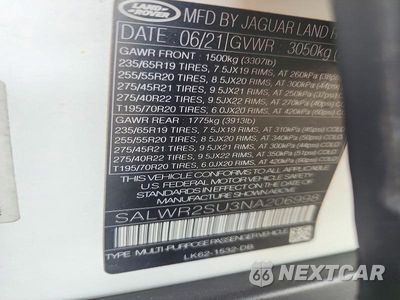 Zdjęcie 13 z 13 samochodu: 2022 LAND ROVER RANGE ROVER SPORT HSE SILVER EDITION VIN:SALWR2SU3NA206998 - miniatura