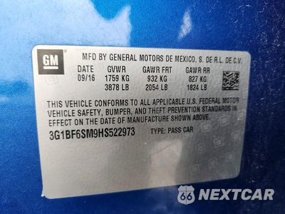 Zdjęcie 12 z 12 samochodu: 2017 CHEVROLET CRUZE PREMIER VIN:3G1BF6SM9HS522973 - miniatura