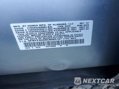 Zdjęcie 13 z 13 samochodu: 2012 HONDA PILOT EXL VIN:5FNYF4H68CB065167 - miniatura