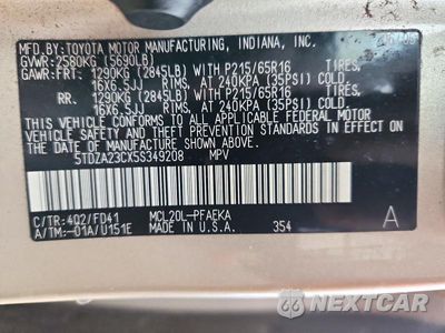 Zdjęcie 13 z 13 samochodu: 2005 TOYOTA SIENNA CE 7 PASSENGER VIN:5TDZA23CX5S349208 - miniatura
