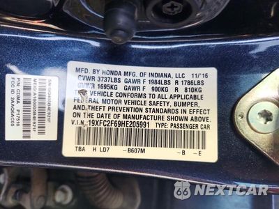 Zdjęcie 12 z 12 samochodu: 2017 HONDA CIVIC LX VIN:19XFC2F69HE205991 - miniatura