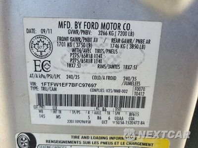 Zdjęcie 12 z 12 samochodu: 2011 FORD F150 SUPERCREW VIN:1FTFW1EF7BFC97697 - miniatura