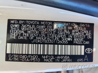 Zdjęcie 13 z 13 samochodu: 2016 TOYOTA PRIUS C ONE VIN:JTDKDTB33G1126055 - miniatura
