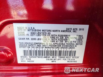 Zdjęcie 13 z 13 samochodu: 2015 MITSUBISHI OUTLANDER SPORT ES VIN:4A4AR3AW6FE032972 - miniatura