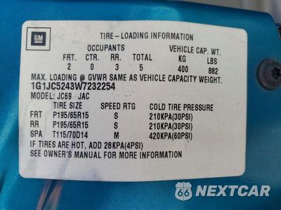 Zdjęcie 12 z 12 samochodu: 1998 CHEVROLET CAVALIER VIN:1G1JC5243W7232254 - miniatura