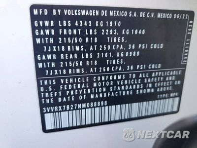 Zdjęcie 12 z 12 samochodu: 2022 VOLKSWAGEN TAOS SE VIN:3VVRX7B27NM088898 - miniatura
