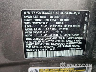 Zdjęcie 13 z 13 samochodu: 2014 VOLKSWAGEN TOUAREG V6 VIN:WVGEF9BP3ED013873 - miniatura
