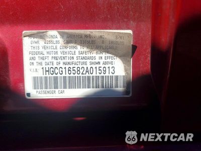 Zdjęcie 12 z 12 samochodu: 2002 HONDA ACCORD EX VIN:1HGCG16582A015913 - miniatura