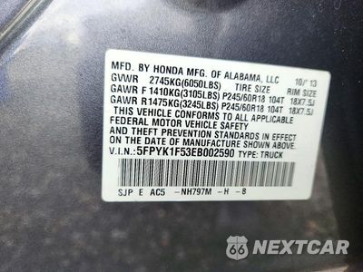 Zdjęcie 12 z 12 samochodu: 2014 HONDA RIDGELINE RTL VIN:5FPYK1F53EB002590 - miniatura