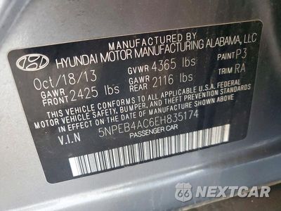 Zdjęcie 12 z 12 samochodu: 2014 HYUNDAI SONATA GLS VIN:5NPEB4AC6EH835174 - miniatura