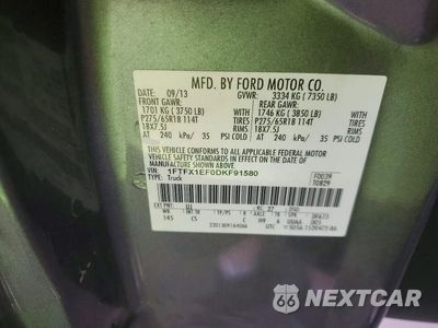Zdjęcie 12 z 12 samochodu: 2013 FORD F150 SUPER CAB VIN:1FTFX1EF0DKF91580 - miniatura