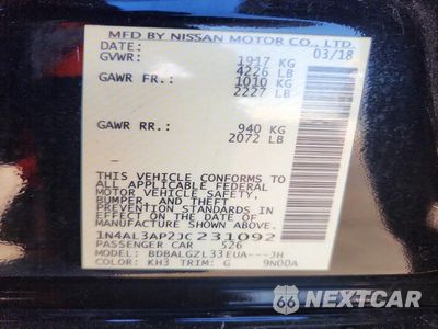 Zdjęcie 12 z 12 samochodu: 2018 NISSAN ALTIMA 2.5 S VIN:1N4AL3AP2JC231092 - miniatura