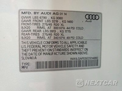 Zdjęcie 12 z 12 samochodu: 2014 AUDI Q7 PREMIUM PLUS VIN:WA1LGAFE5ED014892 - miniatura