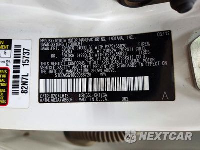 Zdjęcie 13 z 13 samochodu: 2012 TOYOTA SEQUOIA PLATINUM VIN:5TDDW5G18CS066728 - miniatura