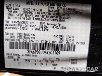 Zdjęcie 12 z 12 samochodu: 2015 FORD FUSION TITANIUM PHEV VIN:3FA6P0SU0FR201109 - miniatura