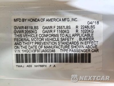 Zdjęcie 13 z 13 samochodu: 2018 HONDA ACCORD TOURING HYBRID VIN:1HGCV3F97JA002346 - miniatura