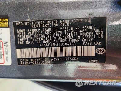 Zdjęcie 12 z 12 samochodu: 2007 TOYOTA CAMRY SE VIN:4T1BE46K37U704198 - miniatura