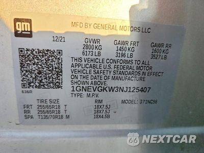 Zdjęcie 13 z 13 samochodu: 2022 CHEVROLET TRAVERSE LT VIN:1GNEVGKW3NJ125407 - miniatura
