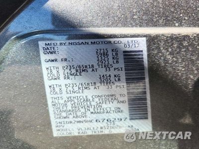 Zdjęcie 13 z 13 samochodu: 2017 NISSAN PATHFINDER SV VIN:5N1DR2MN9HC676297 - miniatura