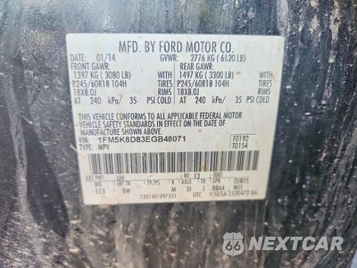 Zdjęcie 14 z 14 samochodu: 2014 FORD EXPLORER XLT VIN:1FM5K8D83EGB48071 - miniatura