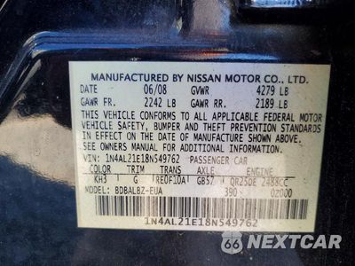 Zdjęcie 12 z 12 samochodu: 2008 NISSAN ALTIMA 2.5 VIN:1N4AL21E18N549762 - miniatura