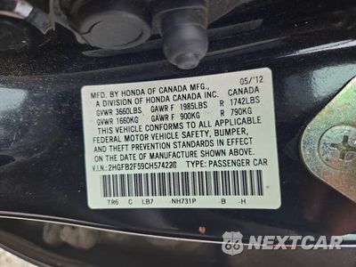 Zdjęcie 12 z 12 samochodu: 2012 HONDA CIVIC LX VIN:2HGFB2F59CH574228 - miniatura
