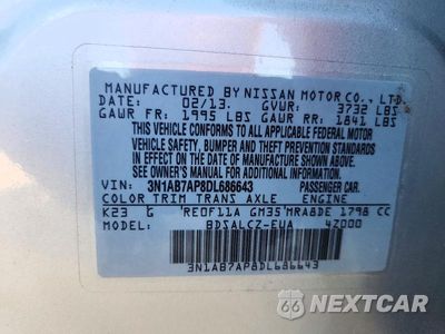 Zdjęcie 12 z 12 samochodu: 2013 NISSAN SENTRA S VIN:3N1AB7AP8DL686643 - miniatura