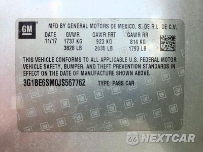 Zdjęcie 13 z 13 samochodu: 2018 CHEVROLET CRUZE LT VIN:3G1BE6SM0JS567762 - miniatura