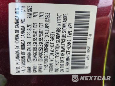 Zdjęcie 14 z 14 samochodu: 2015 HONDA CR-V EX VIN:2HKRM4H50FH605845 - miniatura
