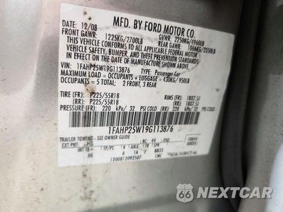 Zdjęcie 12 z 12 samochodu: 2009 FORD TAURUS LIMITED VIN:1FAHP25W19G113876 - miniatura