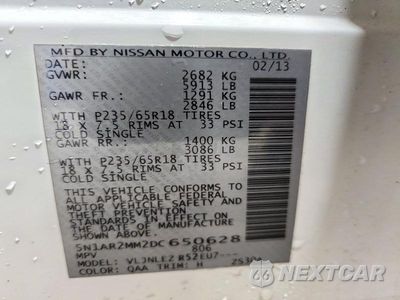 Zdjęcie 13 z 13 samochodu: 2013 NISSAN PATHFINDER S VIN:5N1AR2MM2DC650628 - miniatura