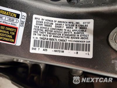 Zdjęcie 12 z 12 samochodu: 2007 HONDA CIVIC EX VIN:1HGFA168X7L134647 - miniatura