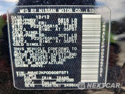 Zdjęcie 13 z 13 samochodu: 2013 NISSAN QUEST 3.5 S VIN:JN8AE2KP0D9067571 - miniatura
