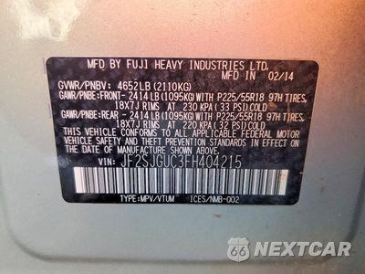 Zdjęcie 14 z 14 samochodu: 2015 SUBARU FORESTER 2.0XT TOURING VIN:JF2SJGUC3FH404215 - miniatura