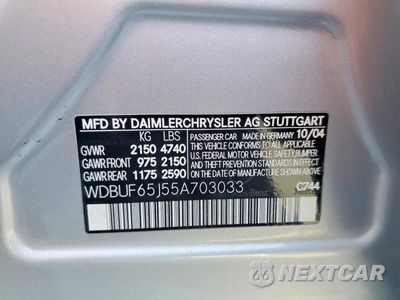 Zdjęcie 12 z 12 samochodu: 2005 MERCEDES-BENZ E 320 VIN:WDBUF65J55A703033 - miniatura
