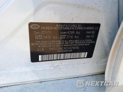Zdjęcie 12 z 12 samochodu: 2012 HYUNDAI SONATA LIMITED VIN:5NPEC4AC4CH429646 - miniatura