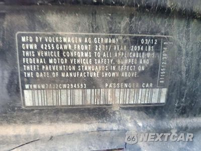 Zdjęcie 12 z 12 samochodu: 2012 VOLKSWAGEN GOLF VIN:WVWNM7AJ2CW294593 - miniatura