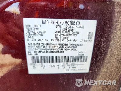 Zdjęcie 13 z 13 samochodu: 2019 FORD EDGE SEL VIN:2FMPK4J93KBC24440 - miniatura