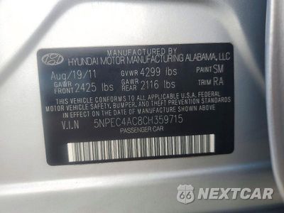 Zdjęcie 12 z 12 samochodu: 2012 HYUNDAI SONATA LIMITED VIN:5NPEC4AC8CH359715 - miniatura