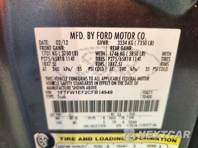 Zdjęcie 13 z 13 samochodu: 2012 FORD F150 SUPERCREW VIN:1FTFW1EF2CFB14949 - miniatura