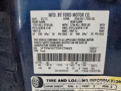 Zdjęcie 12 z 12 samochodu: 2013 FORD F150 SUPERCREW VIN:1FTFW1ET7DFC70623 - miniatura