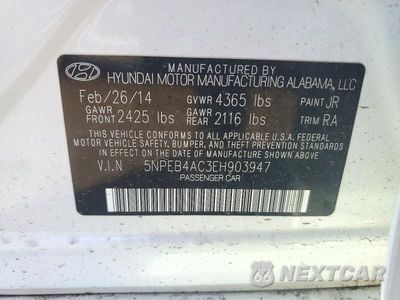 Zdjęcie 12 z 12 samochodu: 2014 HYUNDAI SONATA GLS VIN:5NPEB4AC3EH903947 - miniatura