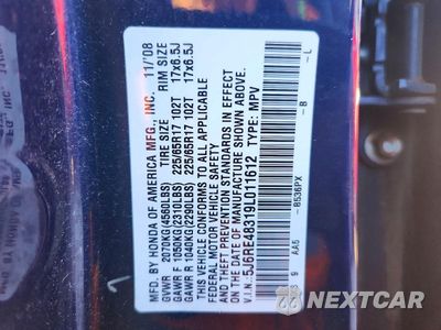Zdjęcie 13 z 13 samochodu: 2009 HONDA CR-V LX VIN:5J6RE48319L011612 - miniatura
