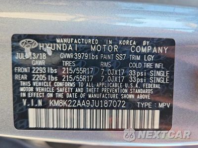 Zdjęcie 13 z 13 samochodu: 2018 HYUNDAI KONA SEL VIN:KM8K22AA9JU187072 - miniatura