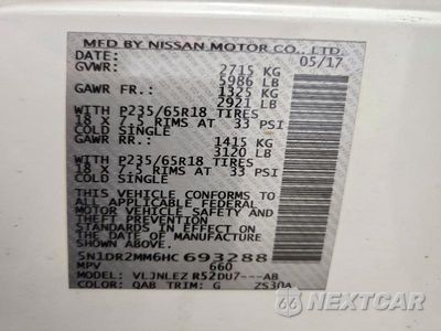 Zdjęcie 13 z 13 samochodu: 2017 NISSAN PATHFINDER SV VIN:5N1DR2MM6HC693288 - miniatura