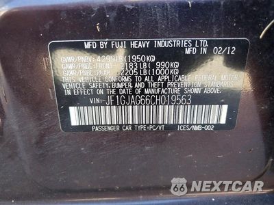 Zdjęcie 12 z 12 samochodu: 2012 SUBARU IMPREZA LIMITED VIN:JF1GJAG66CH019563 - miniatura